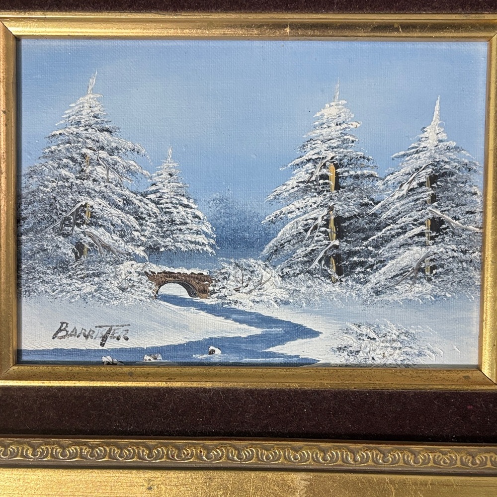 BARRISTER Winter Landscape Painting with Gold Frame